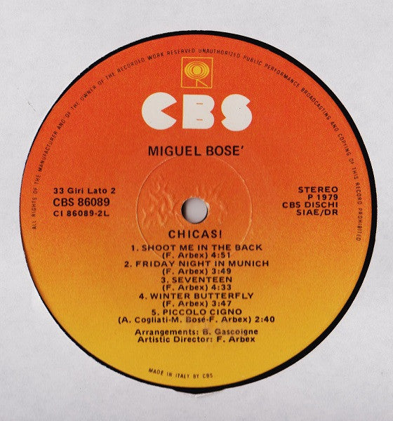 Miguel Bosé – Chicas! (LP, Album, Italy - 1979)