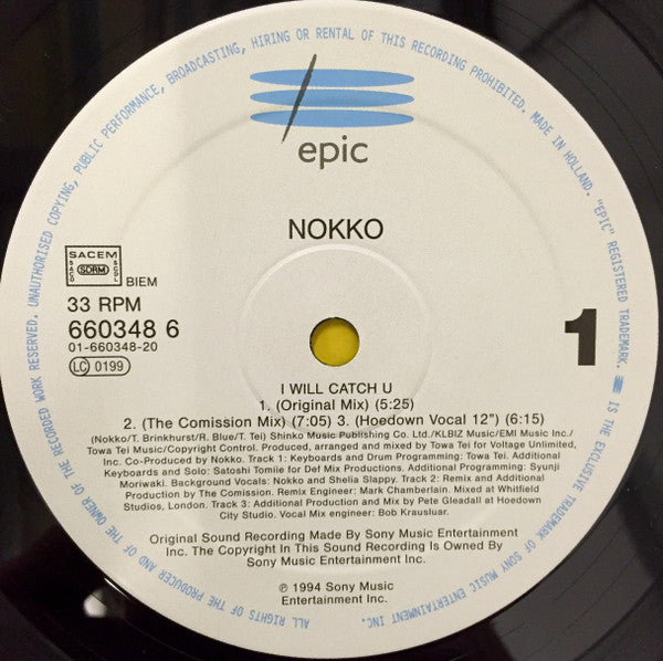 Nokko – I Will Catch U (12", Europe - 1994)