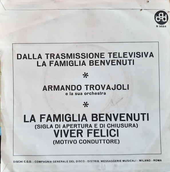 Armando Trovaioli E La Sua Orchestra – La Famiglia Benvenuti (7", Italy - 1968)