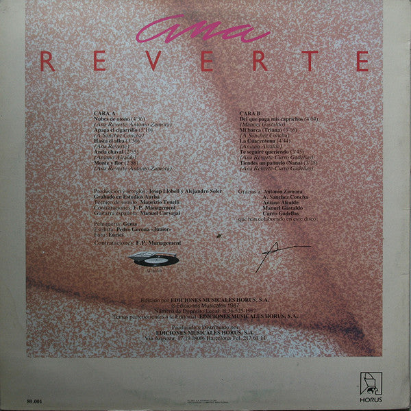 Ana Reverte – Nubes De Otoño (LP, Album, Spain - 1987)