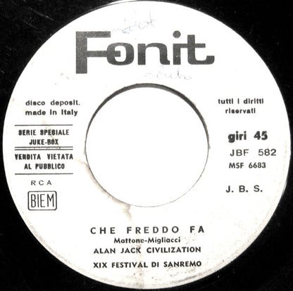 Alan Jack Civilization – Se Tu Ragazzo Mio (7", Italy - 1969)