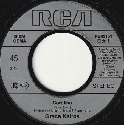 Grace Kairos – Carolina (7", Europe - 1989)