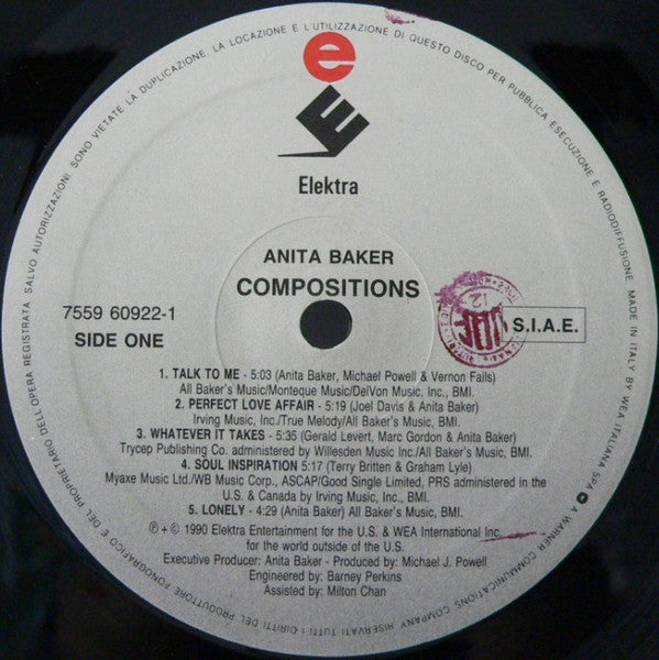 Anita Baker – Compositions (LP, Album, Italy - 1990)