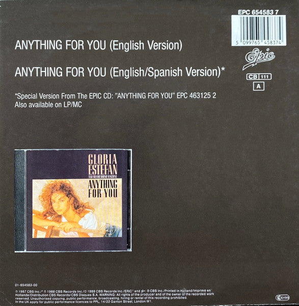 Miami Sound Machine – Anything For You (7", Reissue, Europe - 1989)