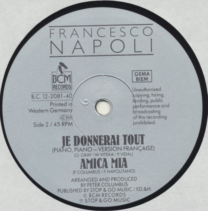 Francesco Napoli – Piano, Piano (12", Germany - 1988)
