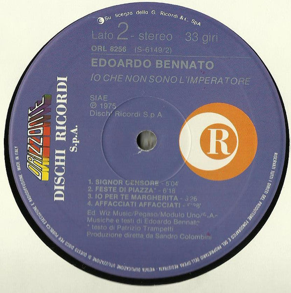 Edoardo Bennato – Io Che Non Sono L'Imperatore (LP, Album, Reissue, Italy)