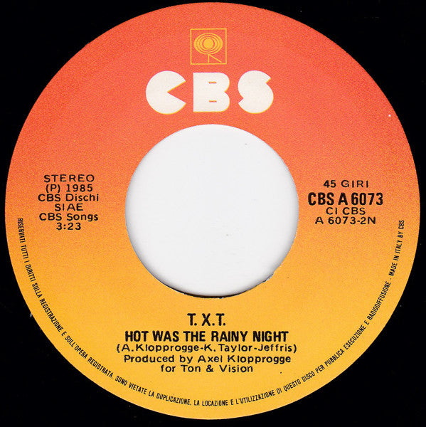 T.X.T. – Girl's Got A Brand New Toy (7", Italy - 1985)