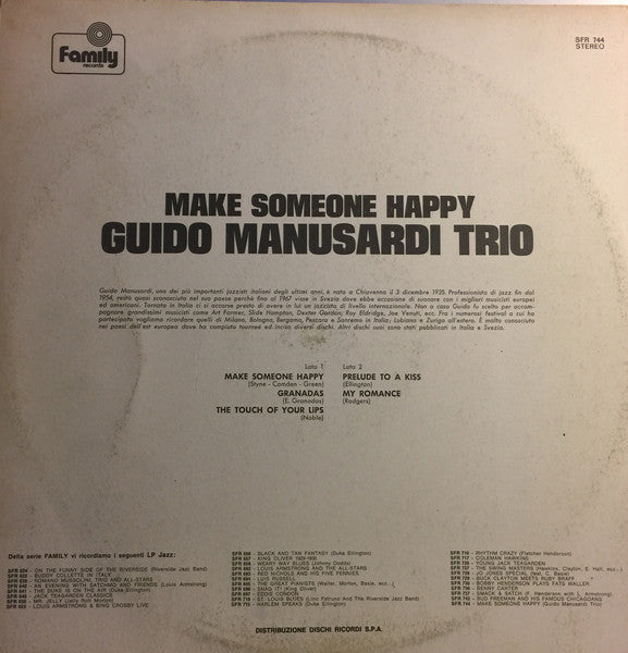 The Guido Manusardi Trio – Make Someone Happy (LP, Album, Italy - 1973)