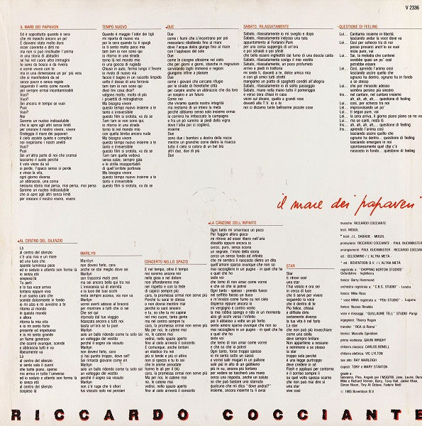 Riccardo Cocciante – Il Mare Dei Papaveri (LP, Album, Italy - 1985)
