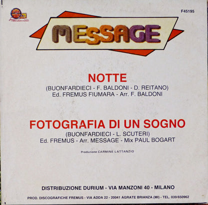 Message (8) – Notte / Fotografia Di Un Sogno (7", Italy - 1984)