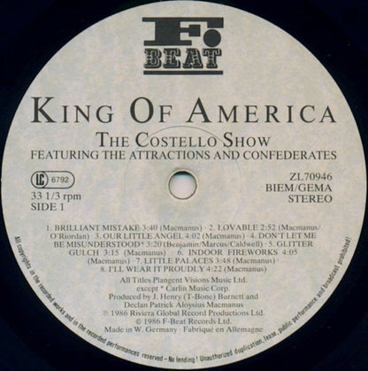 The Costello Show, The Attractions, The Confederates – King Of America (LP, Album, Europe - 1986)