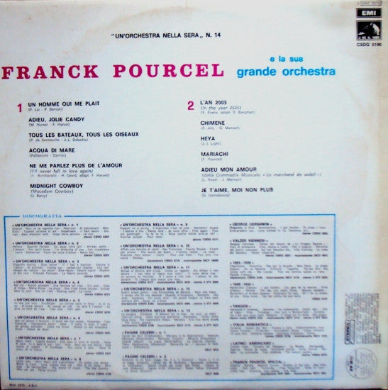 Franck Pourcel Et Son Grand Orchestre – Un'Orchestra Nella Sera N. 14 (LP, Italy)