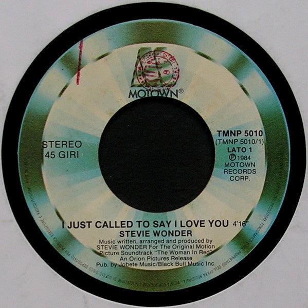 Stevie Wonder – I Just Called To Say I Love You (7", Italy - 1984)