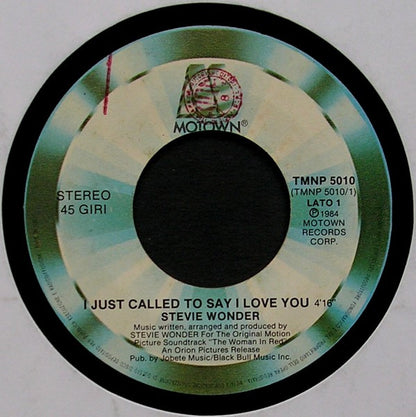 Stevie Wonder – I Just Called To Say I Love You (7", Italy - 1984)