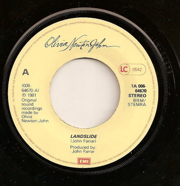 Olivia Newton-John – Landslide (7", Netherlands - 1982)