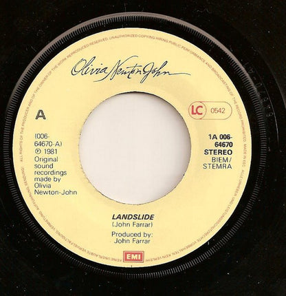 Olivia Newton-John – Landslide (7", Netherlands - 1982)