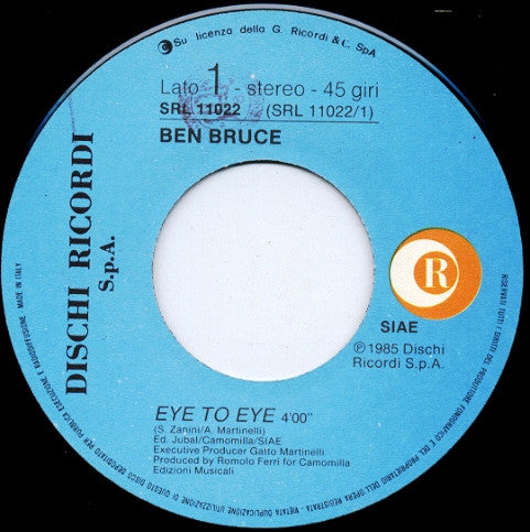 Ben Bruce – Eye To Eye (7", Italy - 1985)