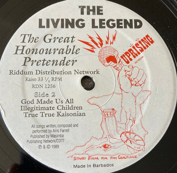 Lord Pretender – The Living Legend The Great Honourable Pretender A Document Of Kaiso History 1929 - 1989 (LP, Trinidad & Tobago - 1989)