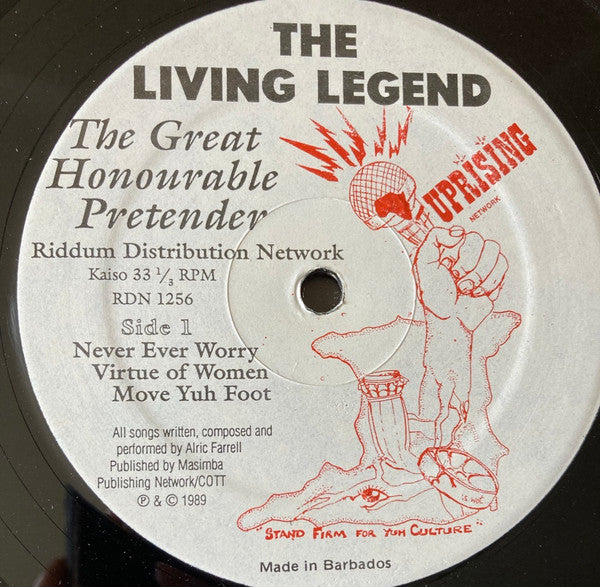 Lord Pretender – The Living Legend The Great Honourable Pretender A Document Of Kaiso History 1929 - 1989 (LP, Trinidad & Tobago - 1989)