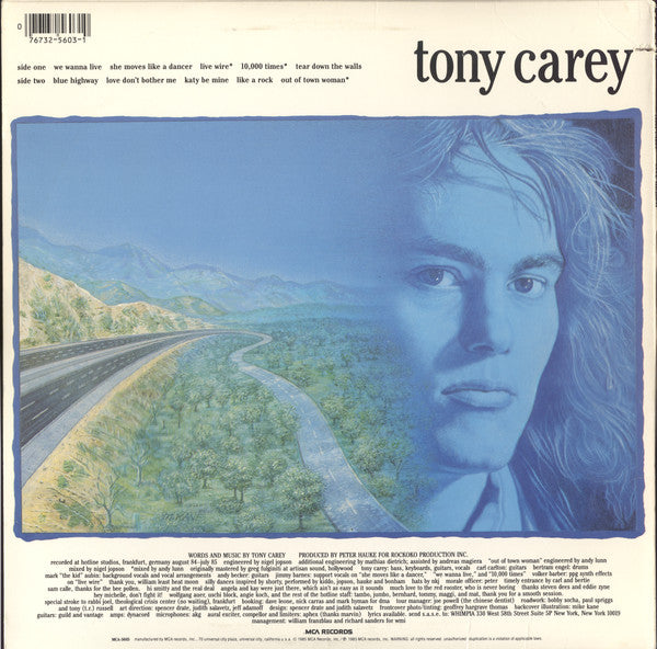Tony Carey – Blue Highway (LP, Album, US - 1985)