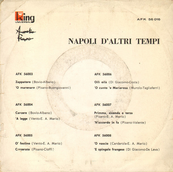 Aurelio Fierro – 'O Zampugnaro 'Nnammurato / 'Ncopp' 'A Ll'Onna (7", Italy - 1963)
