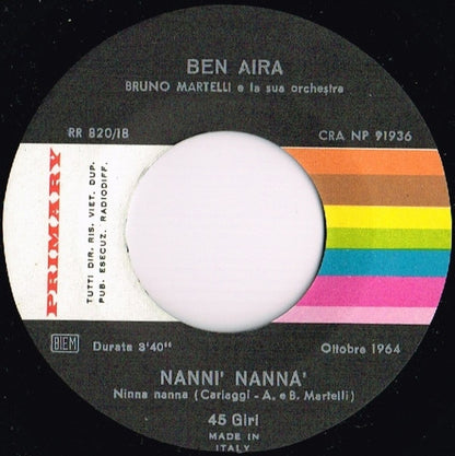 Ben Aira – Nanni' Nanna' (7", Italy - 1965)