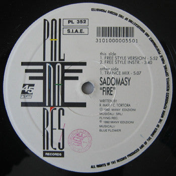 Sadomasy - Fire (12", 45 RPM - Italy)