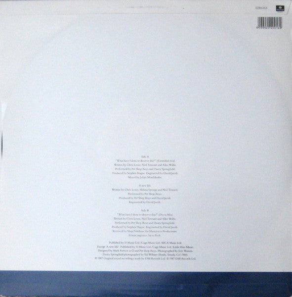 Pet Shop Boys, Dusty Springfield – What Have I Done To Deserve This? (12", UK - 1987)