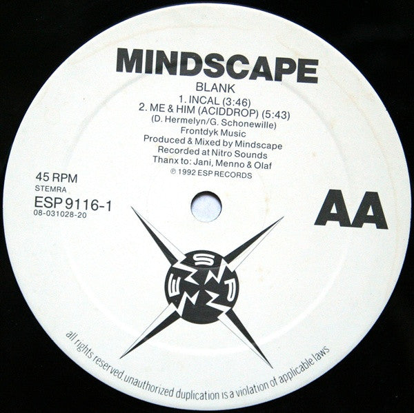 Mindscape – Blank (12", Netherlands - 1992)