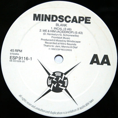 Mindscape – Blank (12", Netherlands - 1992)
