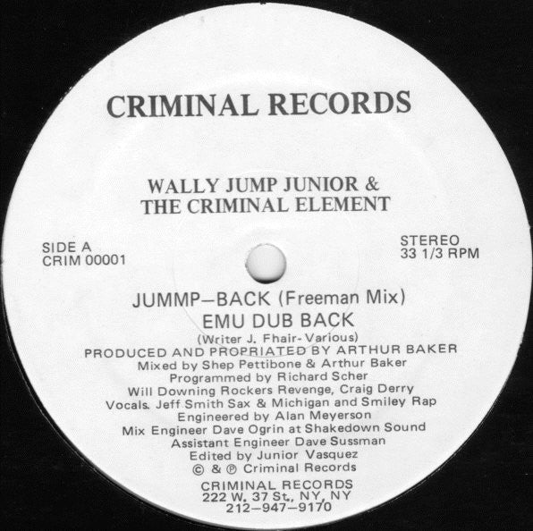 Wally Jump Jr & The Criminal Element – Jummp-Back (12", US - 1986)