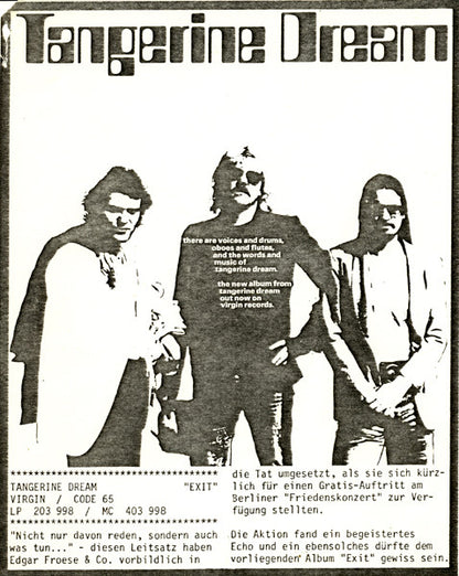Tangerine Dream – Exit (LP, Album, Germany - 1981)