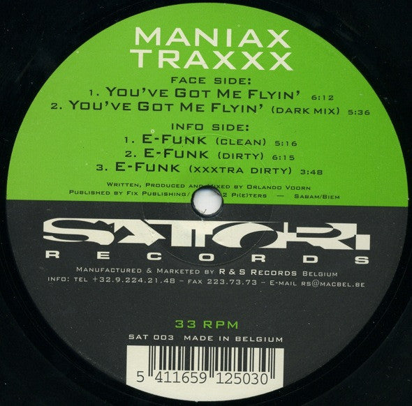 Maniax Traxxx – You've Got Me Flyin' (12", Belgium - 1995)