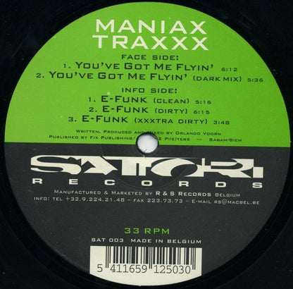 Maniax Traxxx – You've Got Me Flyin' (12", Belgium - 1995)